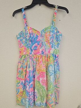 Lilly Pulitzer Pink Blue Green Floral Dress Size 2 NWOT